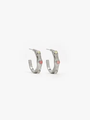 Open Hoop Earrings With Stone And Resin Details 249085 — image 1