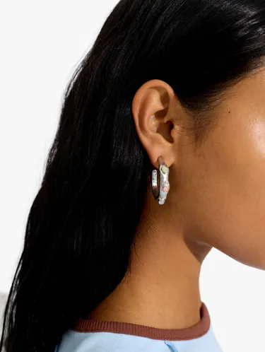 Open Hoop Earrings With Stone And Resin Details 249085 — image 3