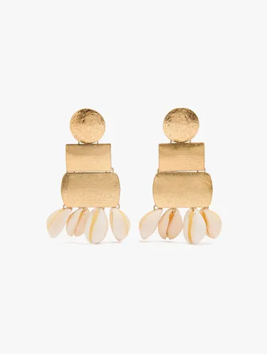 Maxi Geometric Earrings With Shells 249889 — image 1