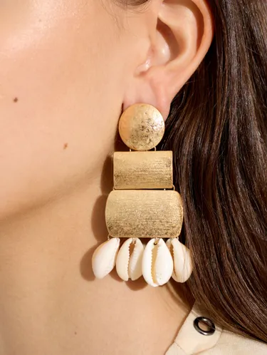 Maxi Geometric Earrings With Shells 249889 — image 3