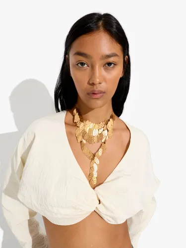 Long Necklace With Metallic Petals 249891 — image 3