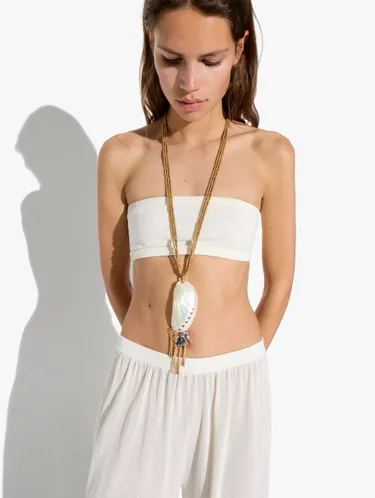 Long Triple Necklace With Shell Pendant 249904 — image 3