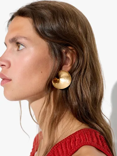Maxi Earrings With Concave Stripes 249912 — image 3