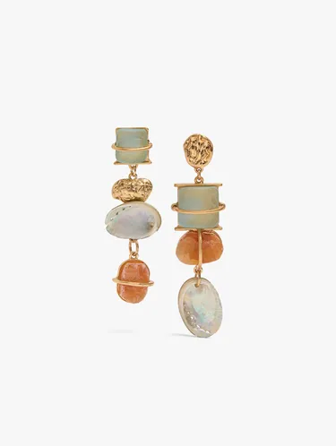 Asymmetric Long Earrings With Stones And Shells 249925 — image 1