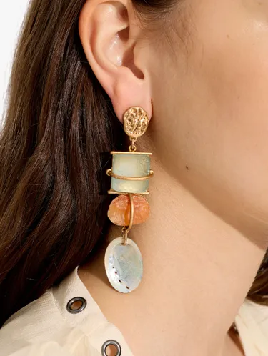 Asymmetric Long Earrings With Stones And Shells 249925 — image 3