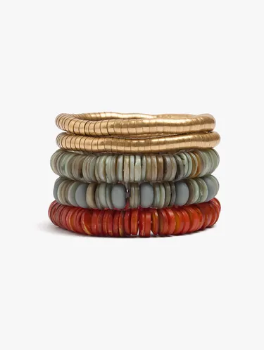 Set Of Elastic Bracelets With Shell Beads 249930 — image 1