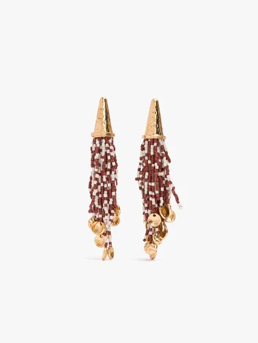 Cone Earrings With Fringes Of Beads 249945 — image 1