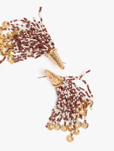 Cone Earrings With Fringes Of Beads 249945 — image 2