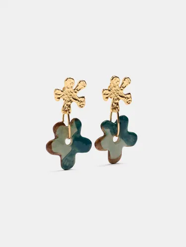 Irregular Flower Earrings With Ceramic 250196 — image 1