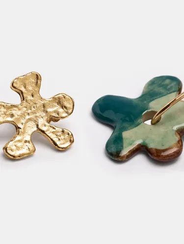 Irregular Flower Earrings With Ceramic 250196 — image 3