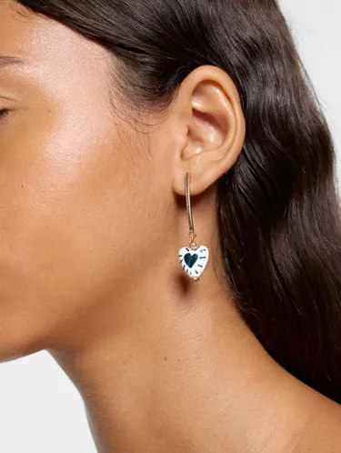 Bar Earrings With Ceramic Heart 250198 — image 3