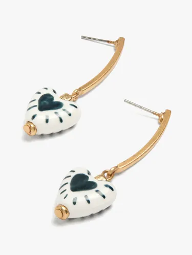 Bar Earrings With Ceramic Heart 250198 — image 2
