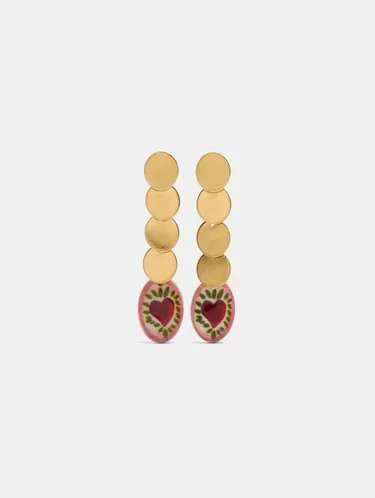 Long Earrings With Ceramic Heart 250200 — image 1