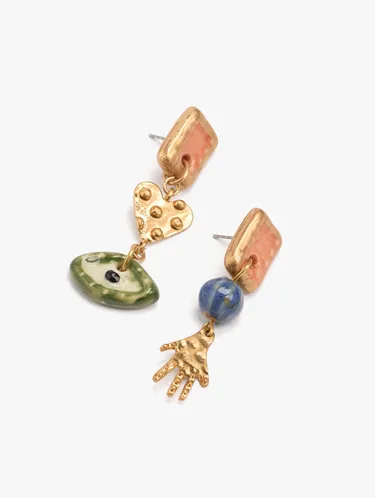 Asymmetric Long Earrings With Ceramic 250282 — image 2