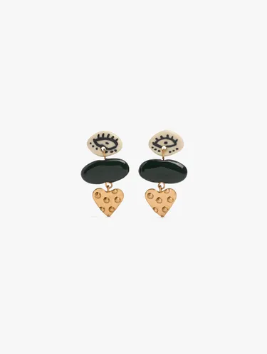 Long Earrings With Heart And Ceramic 250285 — image 1