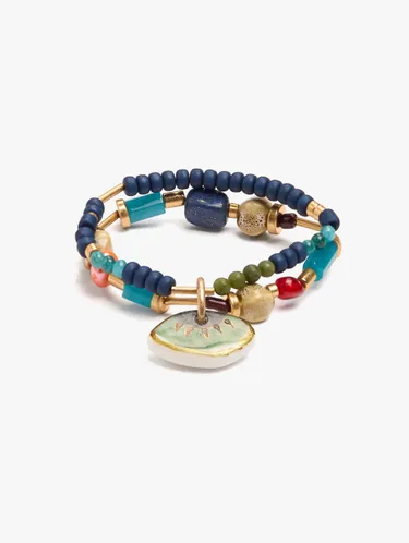 Double Elastic Bracelet With Stones And Ceramic 250310 — image 1