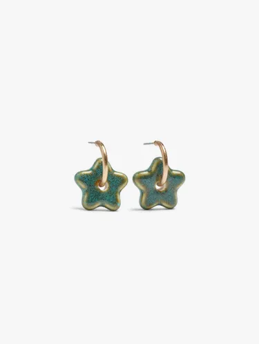 Open Hoop Earrings With Ceramic Star 250318 — image 1