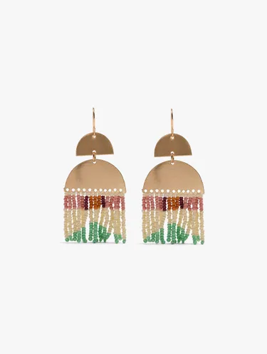 Earrings Semicircles Fringes With Beads 250348 — image 1