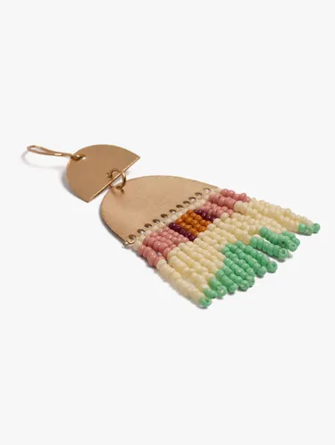 Earrings Semicircles Fringes With Beads 250348 — image 2
