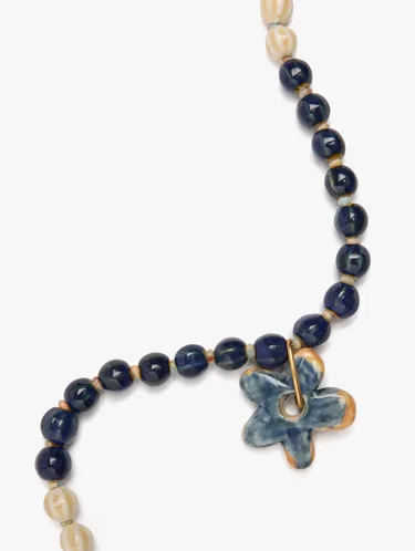 Necklace With Ceramic Beads With Flower Pendant 250402 — image 2