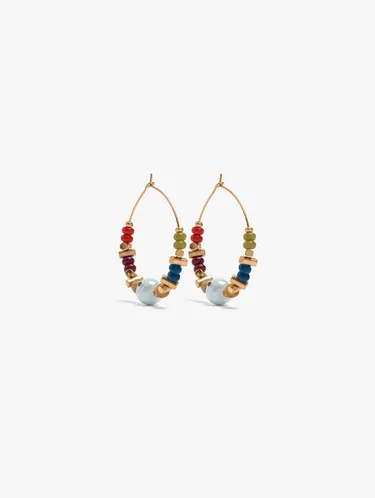 Thin Hoop With Ceramic Bead 250403 — image 1
