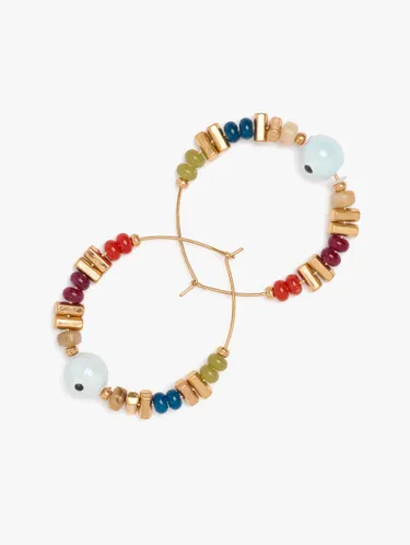 Thin Hoop With Ceramic Bead 250403 — image 2