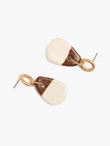 Oval Pendant Earrings With Ceramic 250405 — image 2