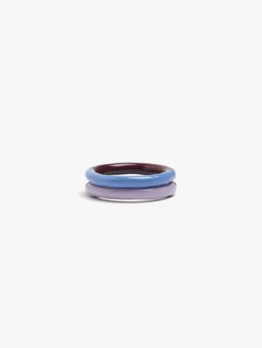 Set Of Bicolor Enamel Rings 250607 — image 1