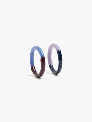 Set Of Bicolor Enamel Rings 250607 — image 2