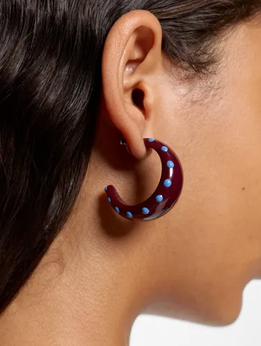 Open Resin Hoop Earrings With Polka Dots 250615 — image 3