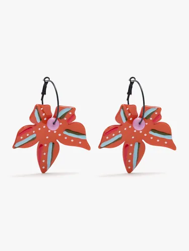 Hoop Earrings With Maxi Contrast Flowers 250620 — image 1