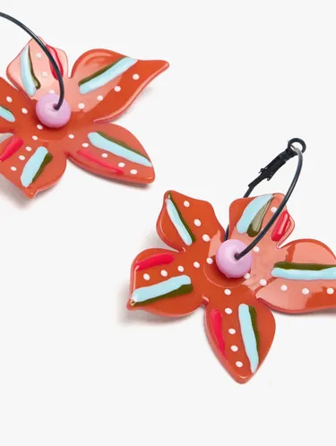 Hoop Earrings With Maxi Contrast Flowers 250620 — image 2
