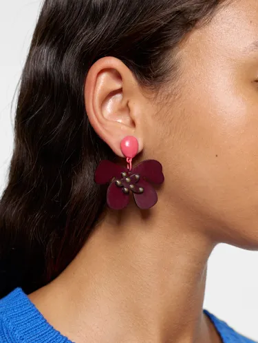 Half-Flower Earrings With Enamel 250629 — image 3
