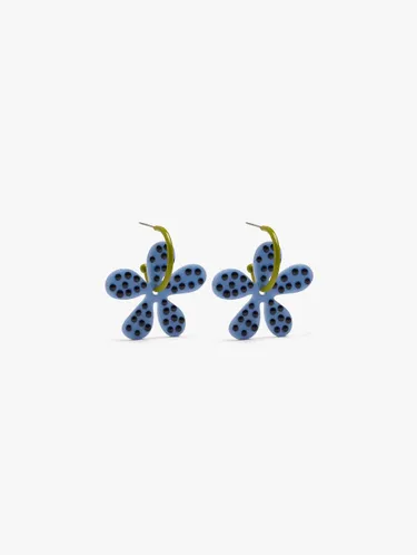 Enamelled Hoop Earrings With Flower 250649 — image 1