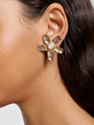 Flower Earrings With Stone Detail 250760 — image 3