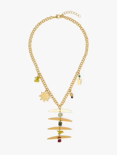 Necklace With Interlaced Hoops With Geometric Pendant 250771 — image 1