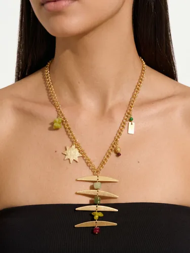 Necklace With Interlaced Hoops With Geometric Pendant 250771 — image 3