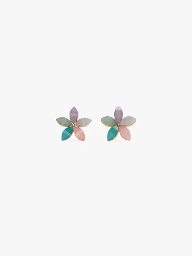 Multicolor Flower Earrings With Resin 250780 — image 1