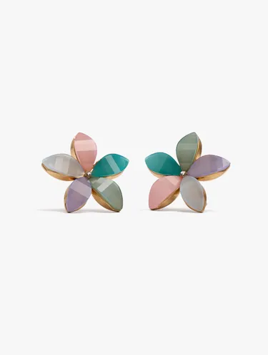 Multicolor Flower Earrings With Resin 250780 — image 2