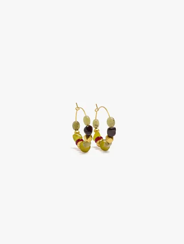 Hoop Earrings With Beads Of Stone And Resin 250797 — image 1