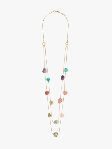 Long Double Necklace With Stones 250823 — image 1