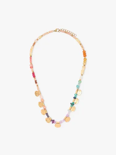 Short Multicolor Necklace With Stones And Medals 250832 — image 1