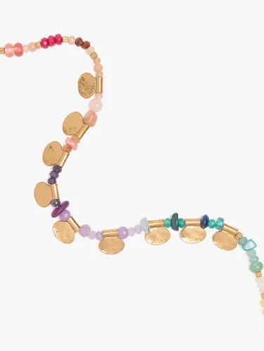 Short Multicolor Necklace With Stones And Medals 250832 — image 2