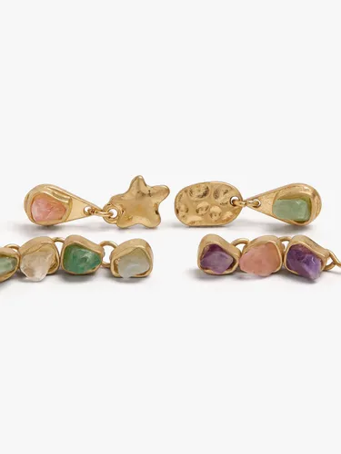 Set Of Asymmetric Earrings With Stones 250839 — image 2