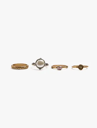 Set Of Bicolor Rings With Pearl 251041 — image 1