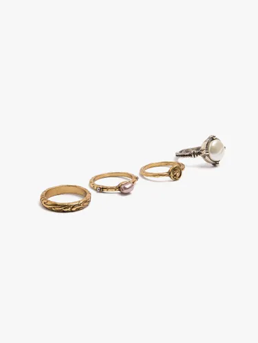 Set Of Bicolor Rings With Pearl 251041 — image 2