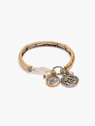 Elastic Bracelet With Charms And Freshwater Pearls 251069 — image 1
