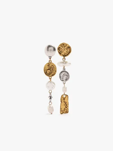 Asymmetrical Medallion Earrings With Freshwater Pearls 251091 — image 1