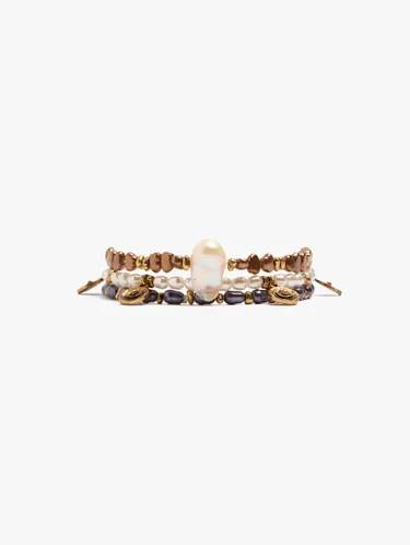 Set Of Elastic Bracelets With Pearls 251108 — image 1