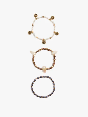 Set Of Elastic Bracelets With Pearls 251108 — image 2